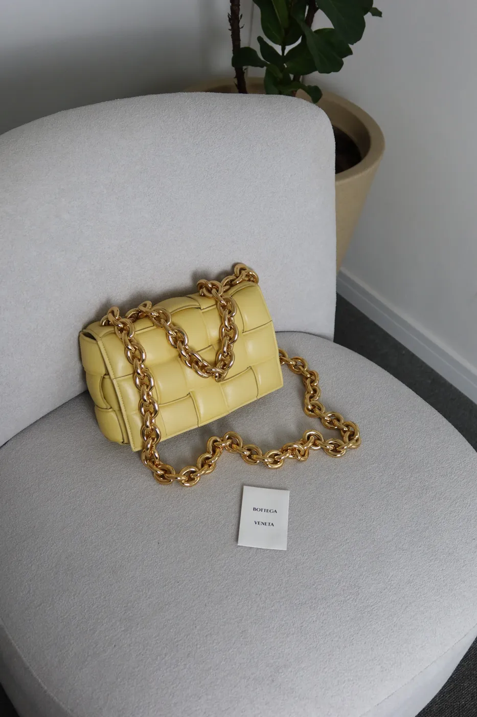 Bolsa Bottega Padded Cassette Chain Amarela - 4