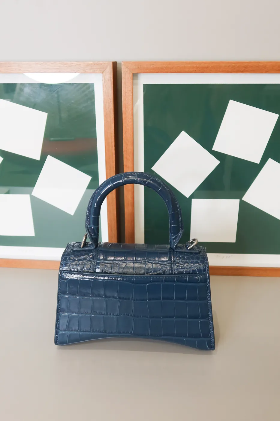 Bolsa Balenciaga Hourglass Croco Azul - 4