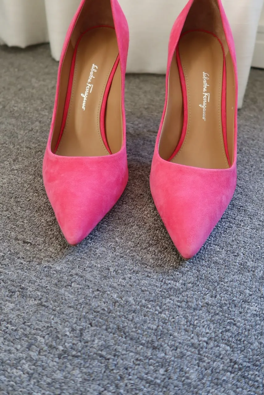 Salto Ferragamo Suede Pumps Rosa 36 - 5