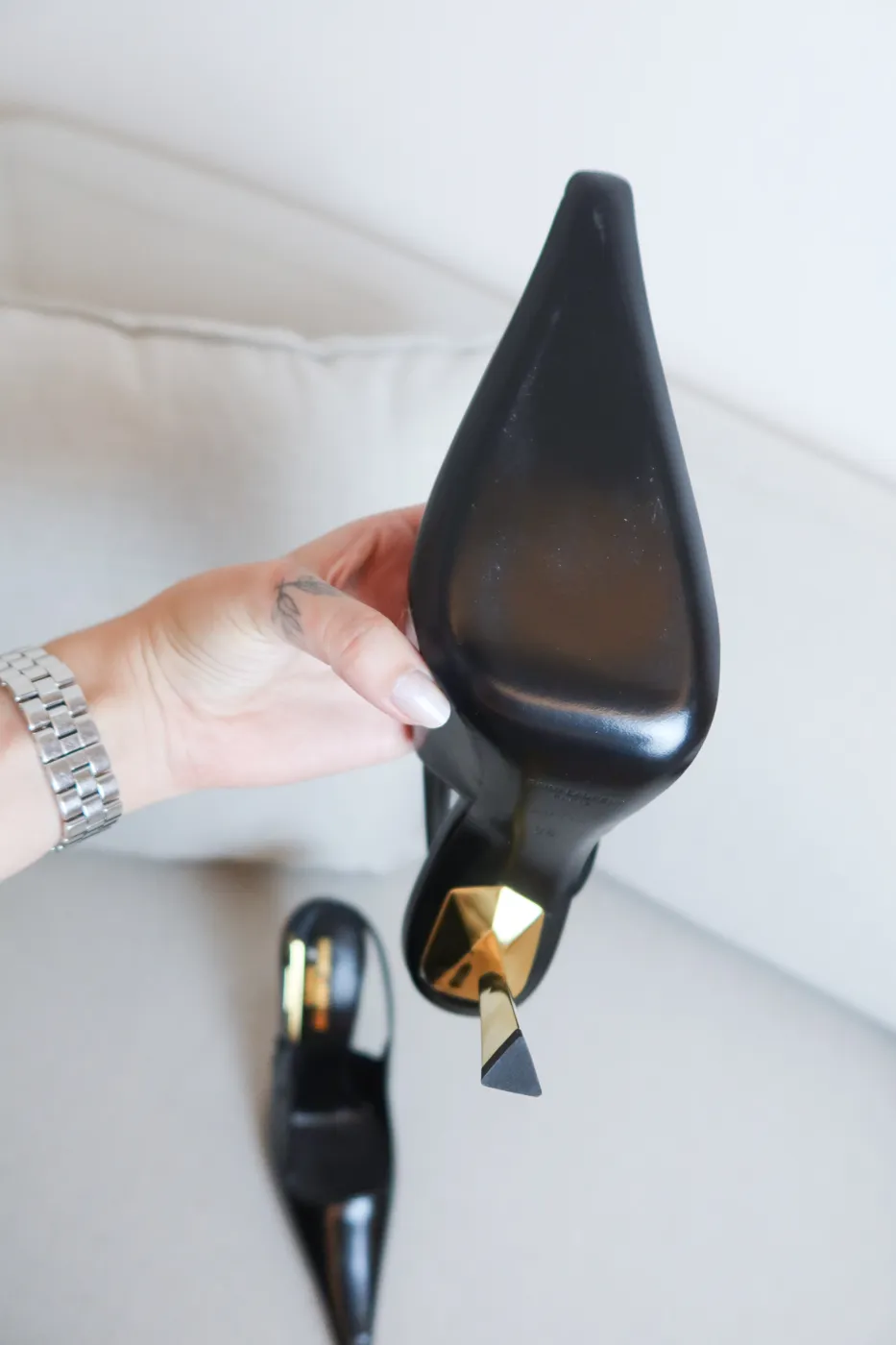 Salto Saint Laurent Slingback Vendome Preto 36 - 4