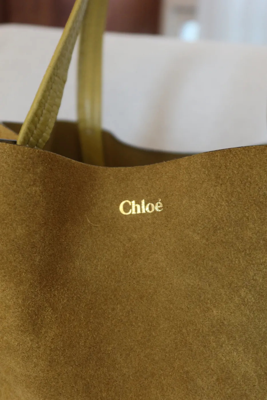 Bolsa Chloé Medium Spin Suede Tote Mostarda - 6