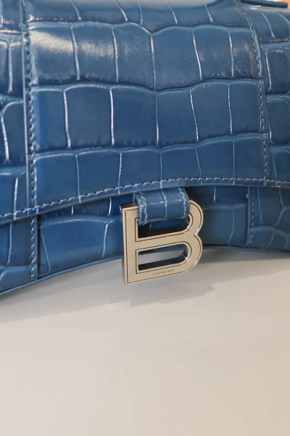 Bolsa Balenciaga Hourglass Croco Azul - 8