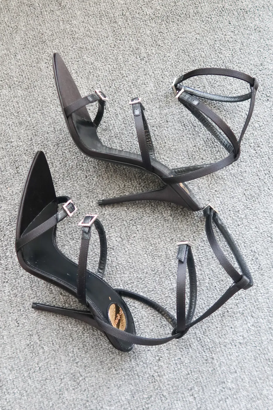 Salto Saint Laurent Nuit 110 Satin Sandals 35,5 - 5