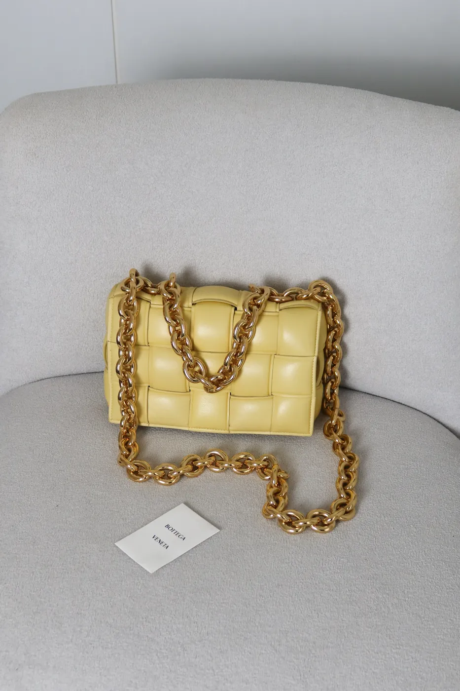 Bolsa Bottega Padded Cassette Chain Amarela - 7