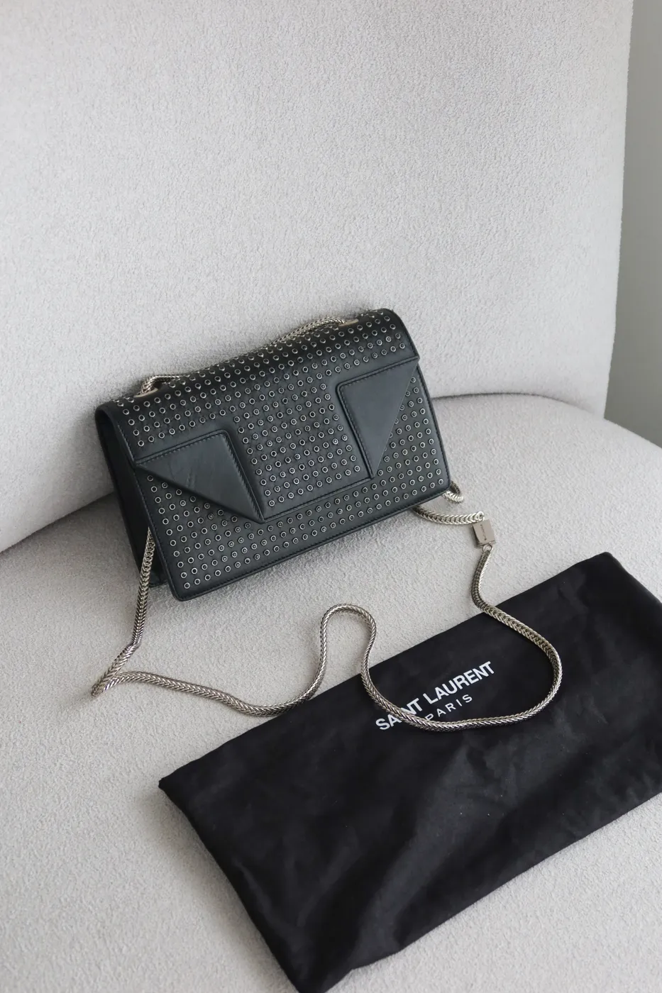 Bolsa Saint Laurent Studded Betty Chain Preta - 2