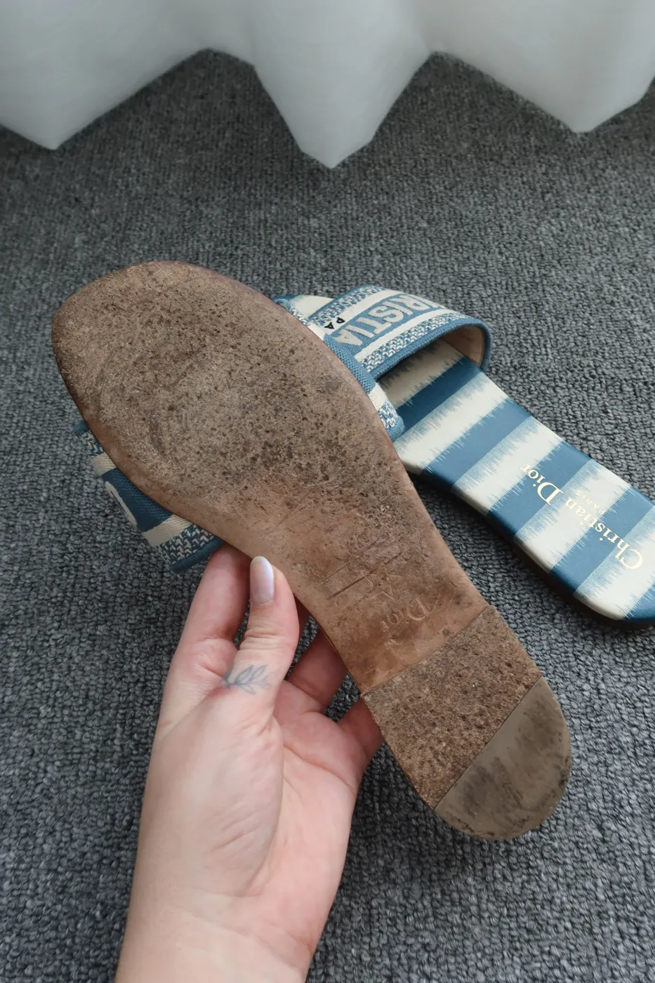 Rasteira Christian Dior Dway Slide Azul e branco - 4