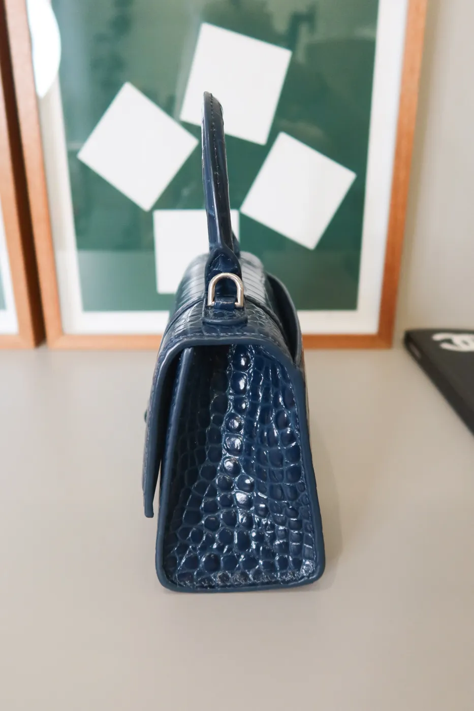 Bolsa Balenciaga Hourglass Croco Azul - 5