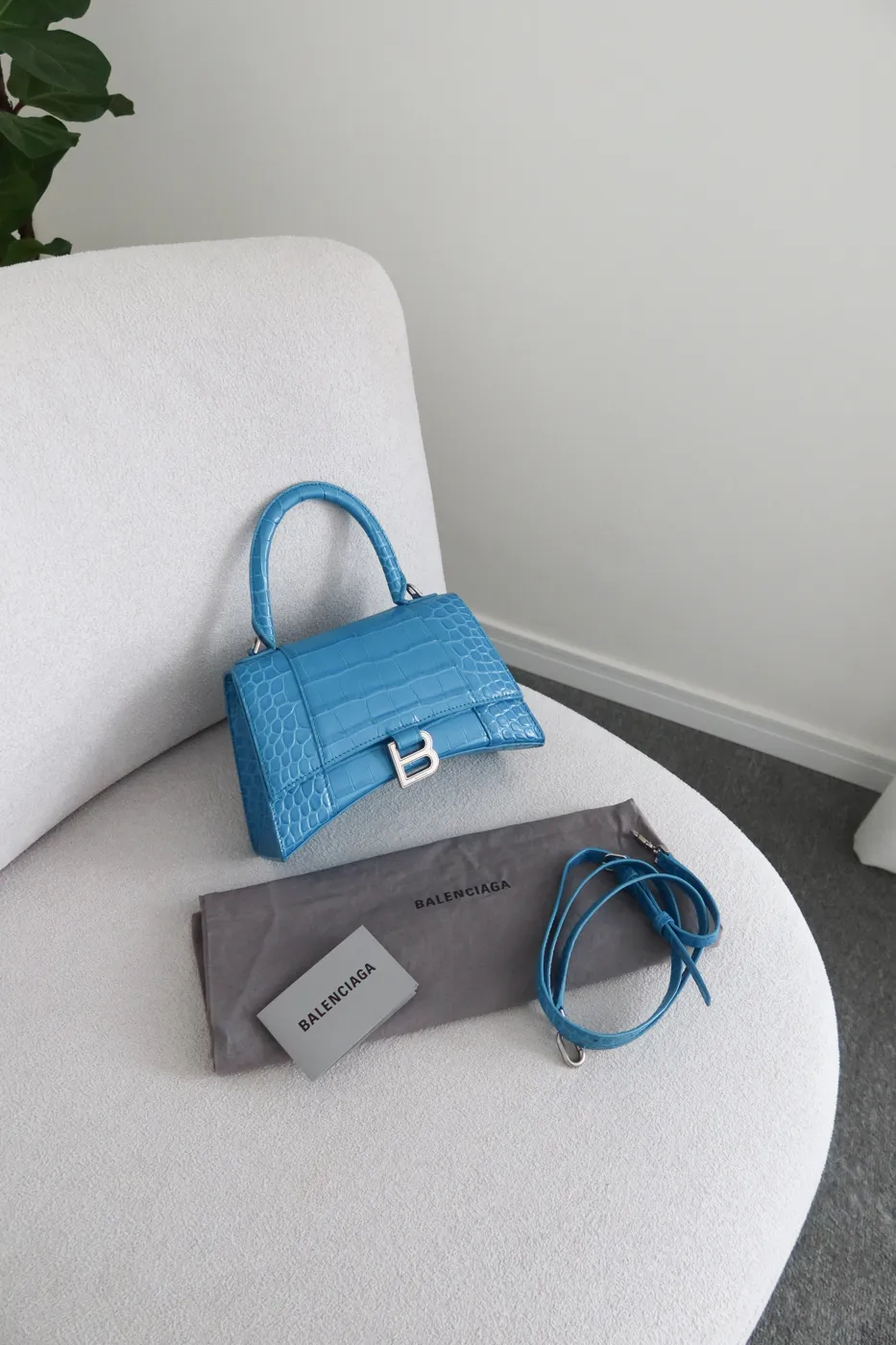 Bolsa Balenciaga Hourglass Croco Azul - 2