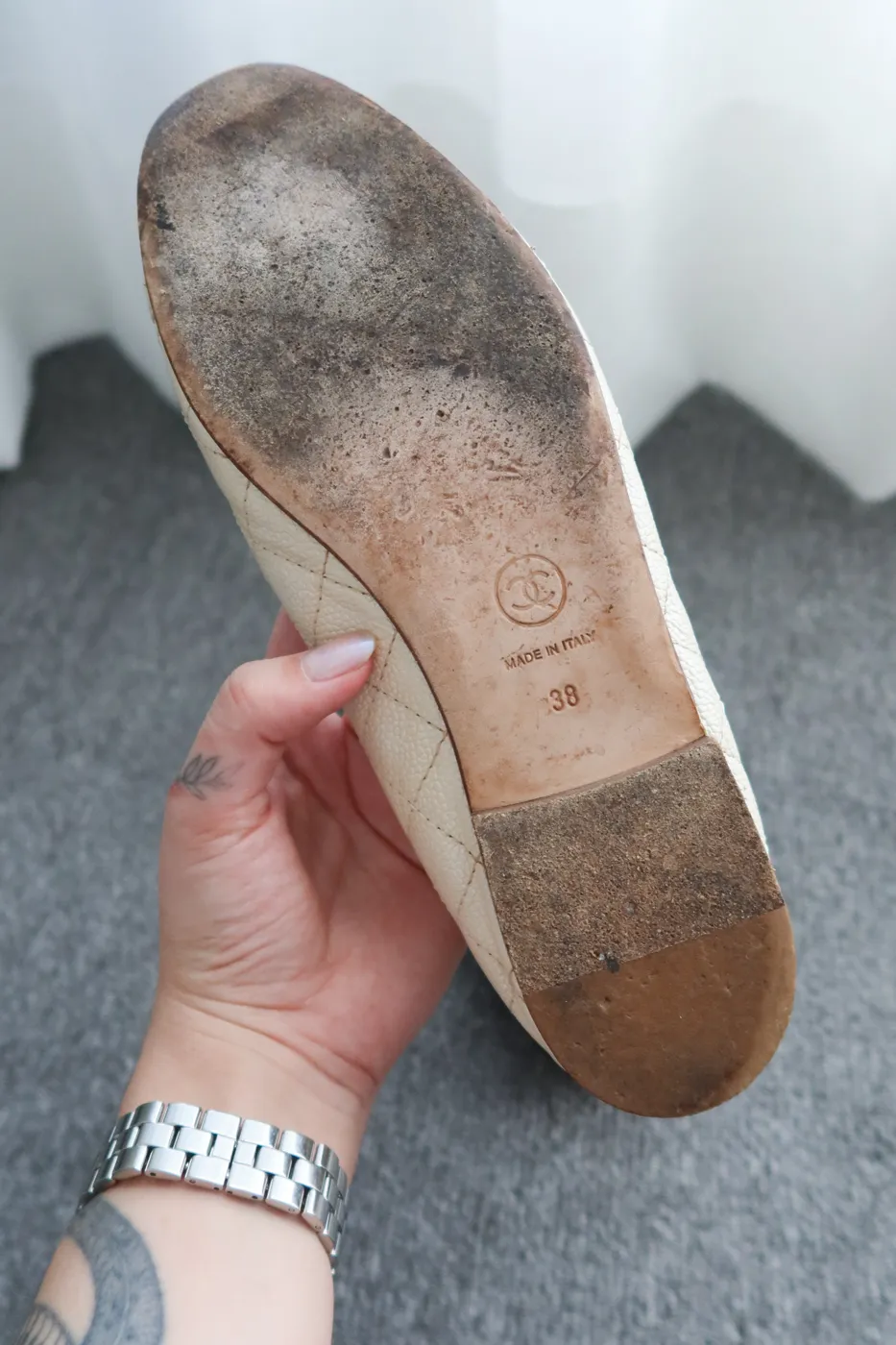 Sapatilha Chanel Metalassê Branca couro caviar 36 - 6