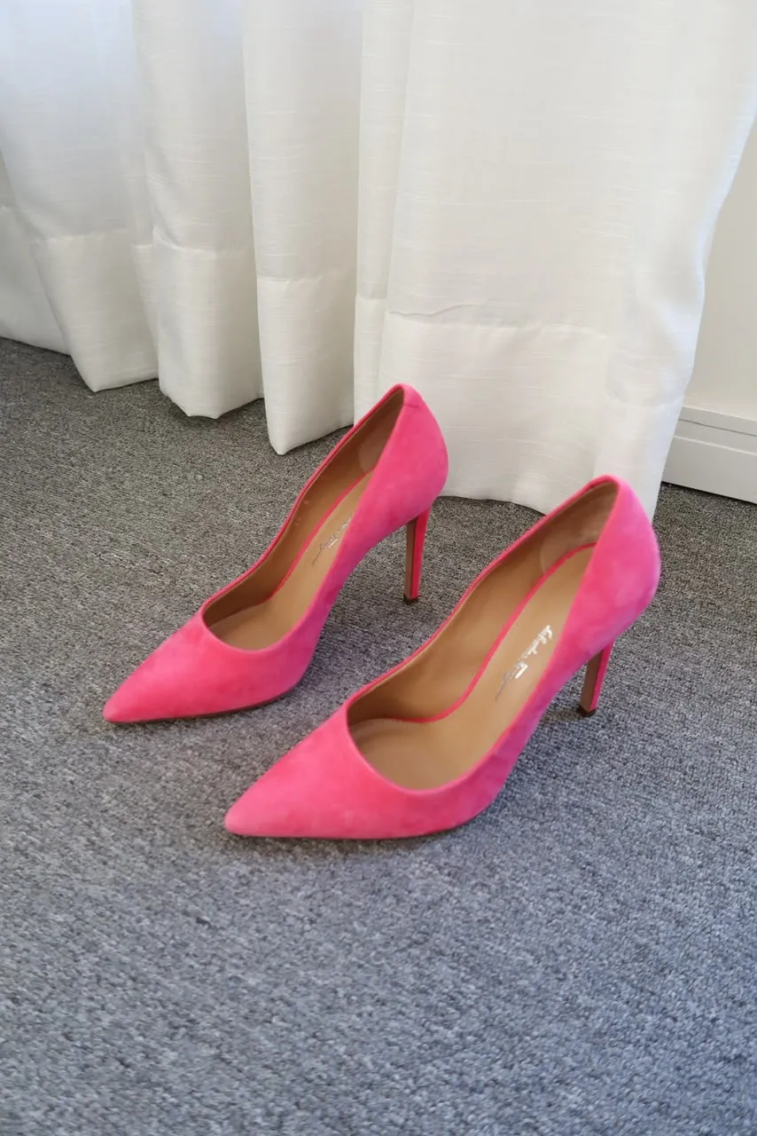 Salto Ferragamo Suede Pumps Rosa 36 - 3