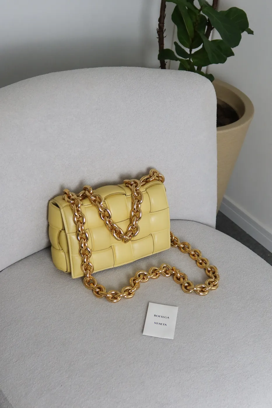 Bolsa Bottega Padded Cassette Chain Amarela - 5