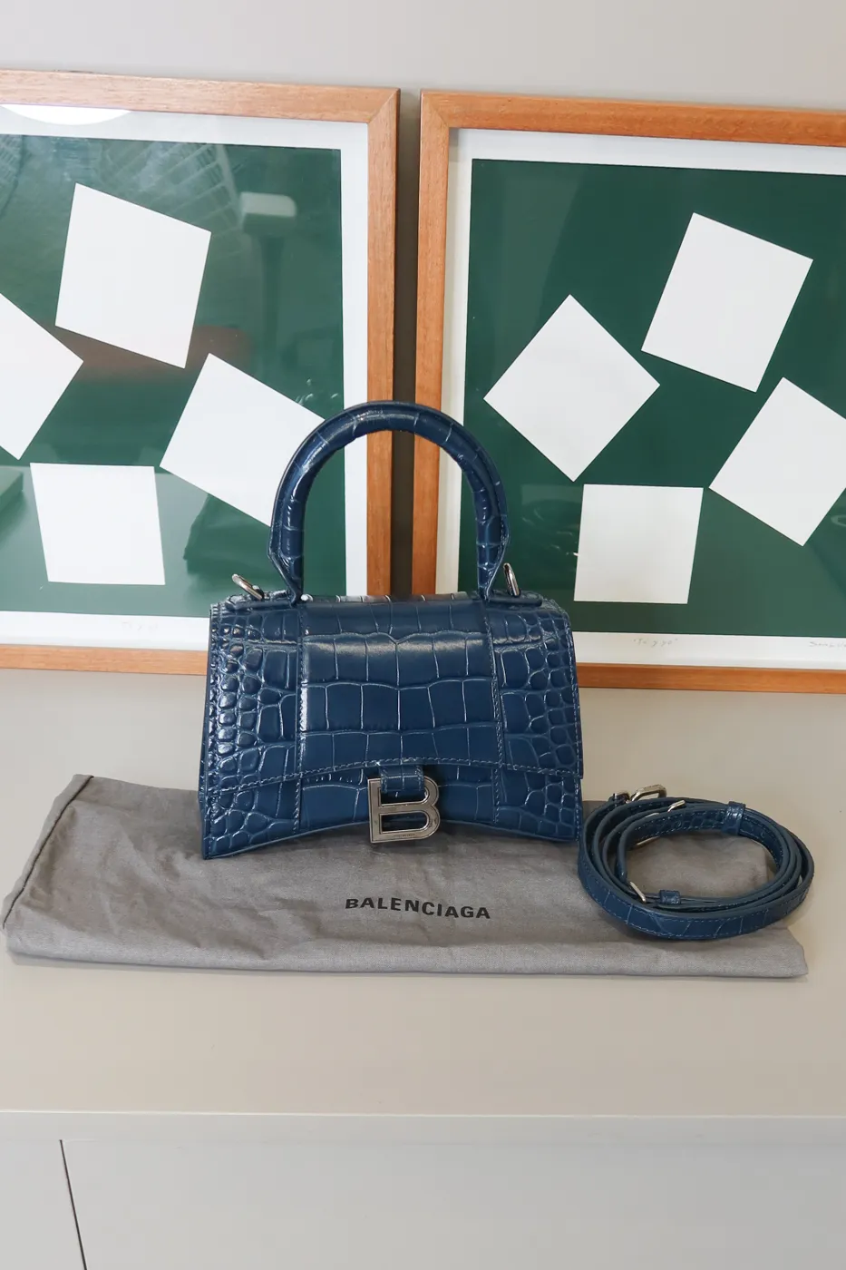 Bolsa Balenciaga Hourglass Croco Azul - 2