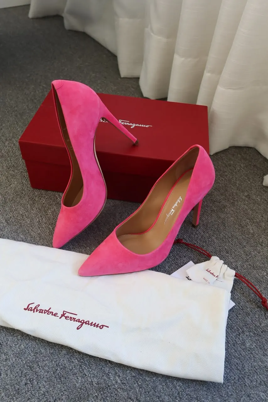 Salto Ferragamo Suede Pumps Rosa 36 - 2