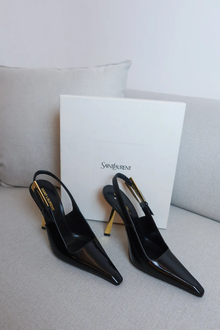 Salto Saint Laurent Slingback Vendome Preto 36 - 2
