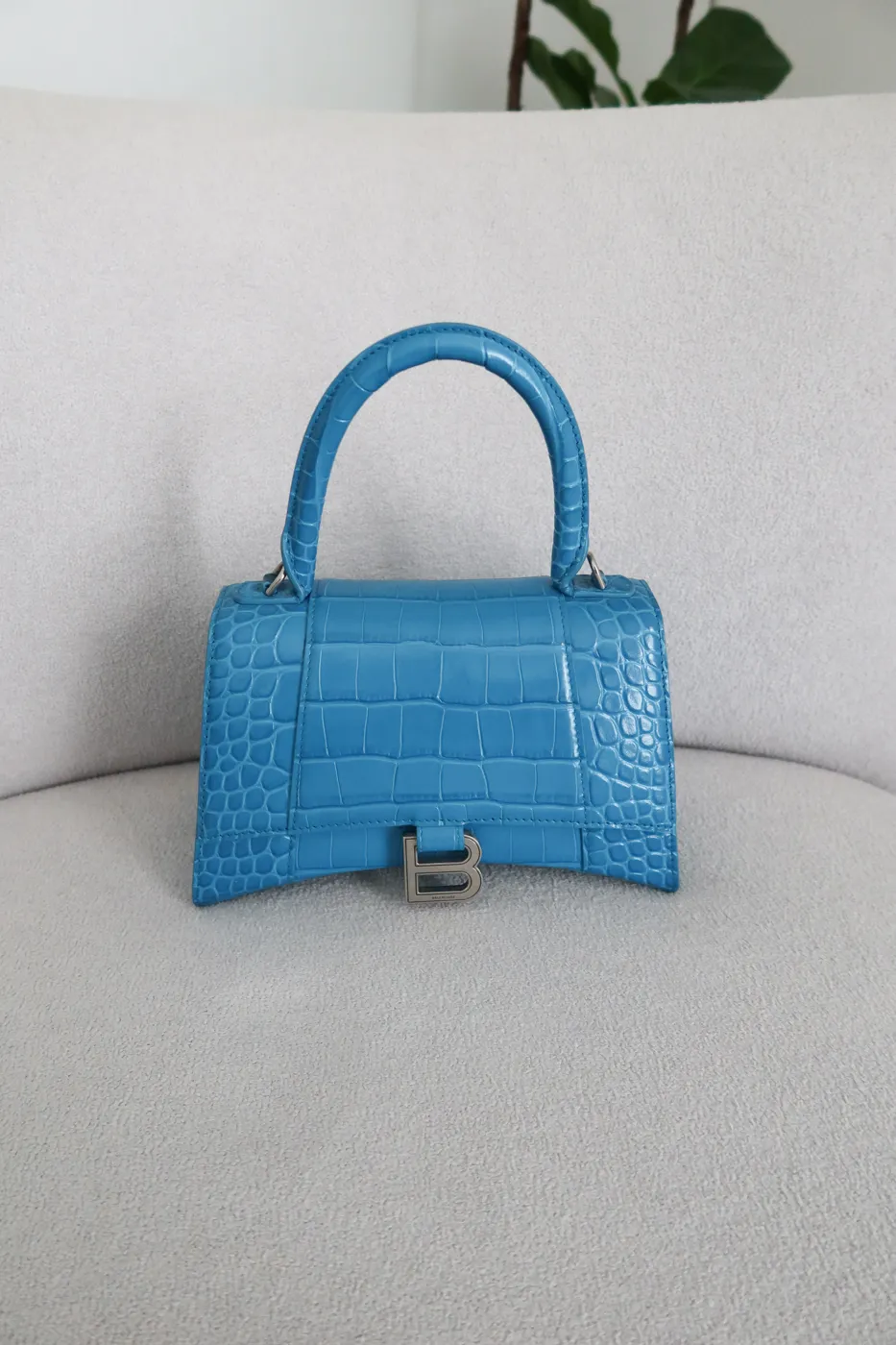Bolsa Balenciaga Hourglass Croco Azul - 3