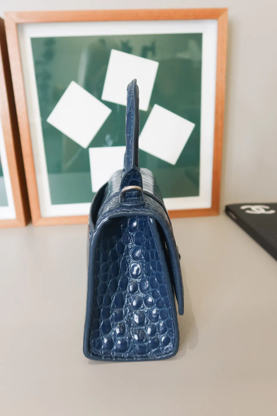 Bolsa Balenciaga Hourglass Croco Azul - 6