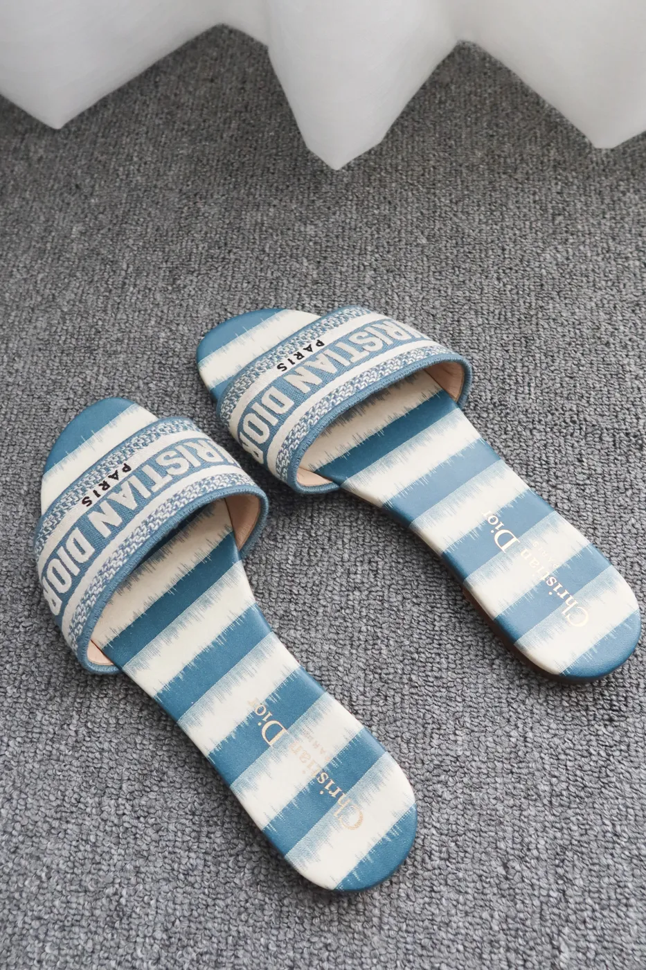 Rasteira Christian Dior Dway Slide Azul e branco - 3