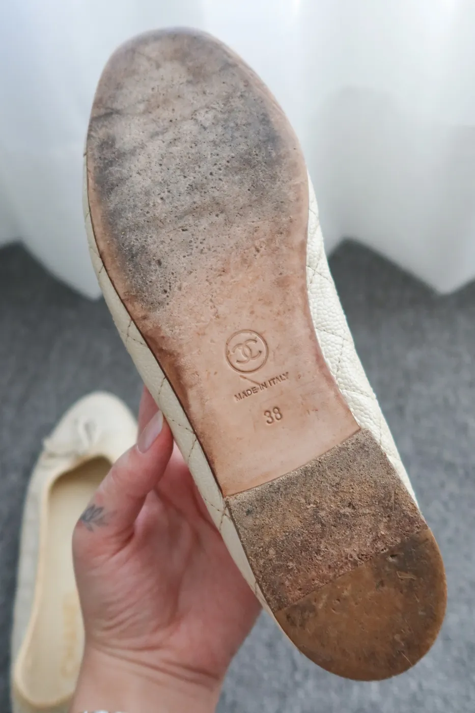 Sapatilha Chanel Metalassê Branca couro caviar 36 - 7