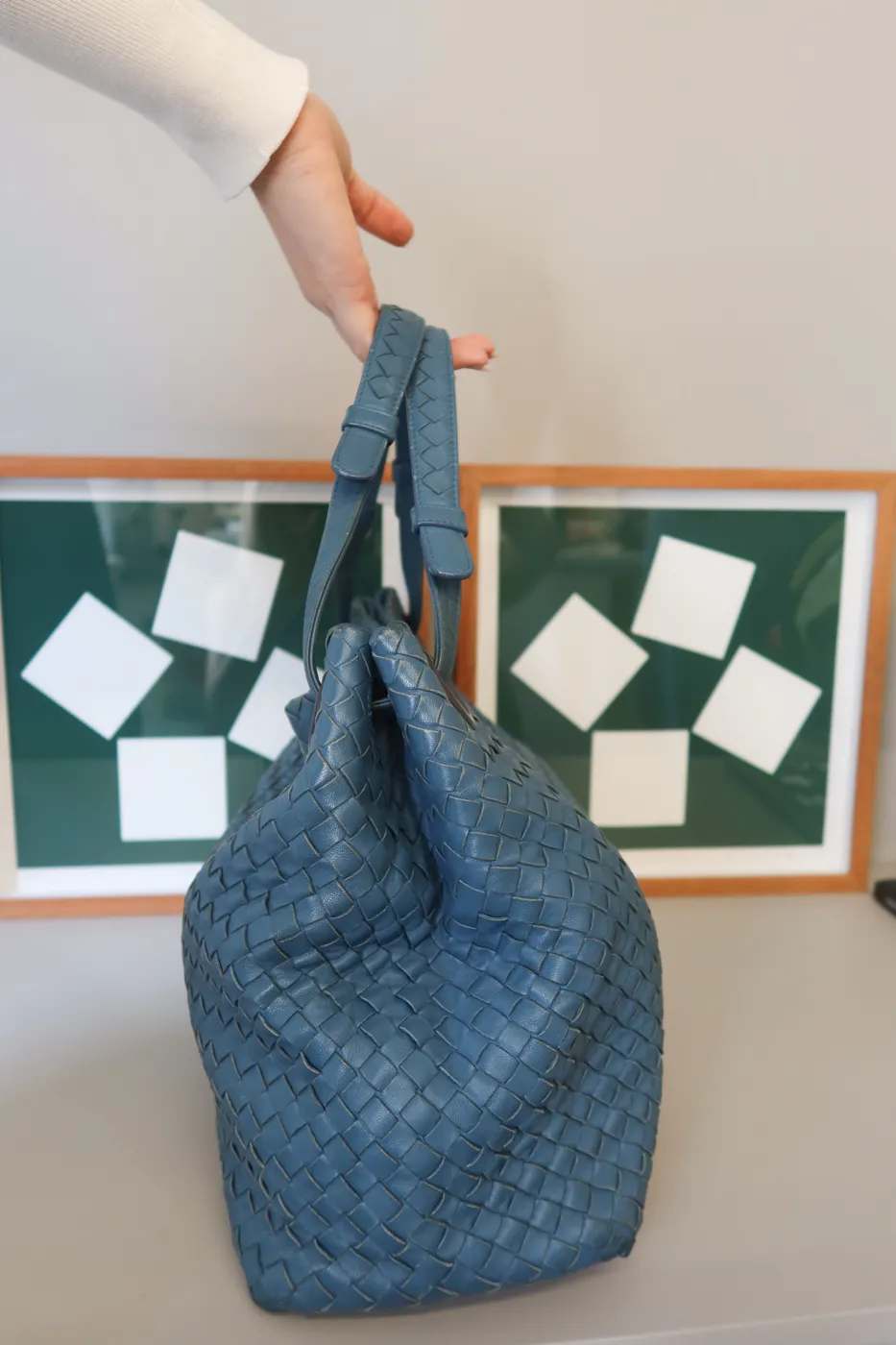 Bolsa Bottega Veneta Intrecciato Nappa Garda Azul - 8
