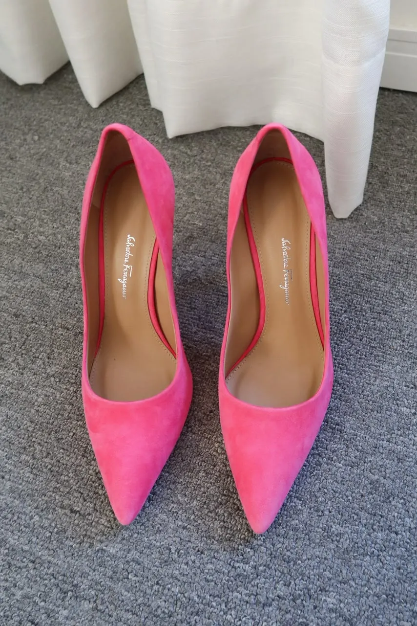Salto Ferragamo Suede Pumps Rosa 36 - 6
