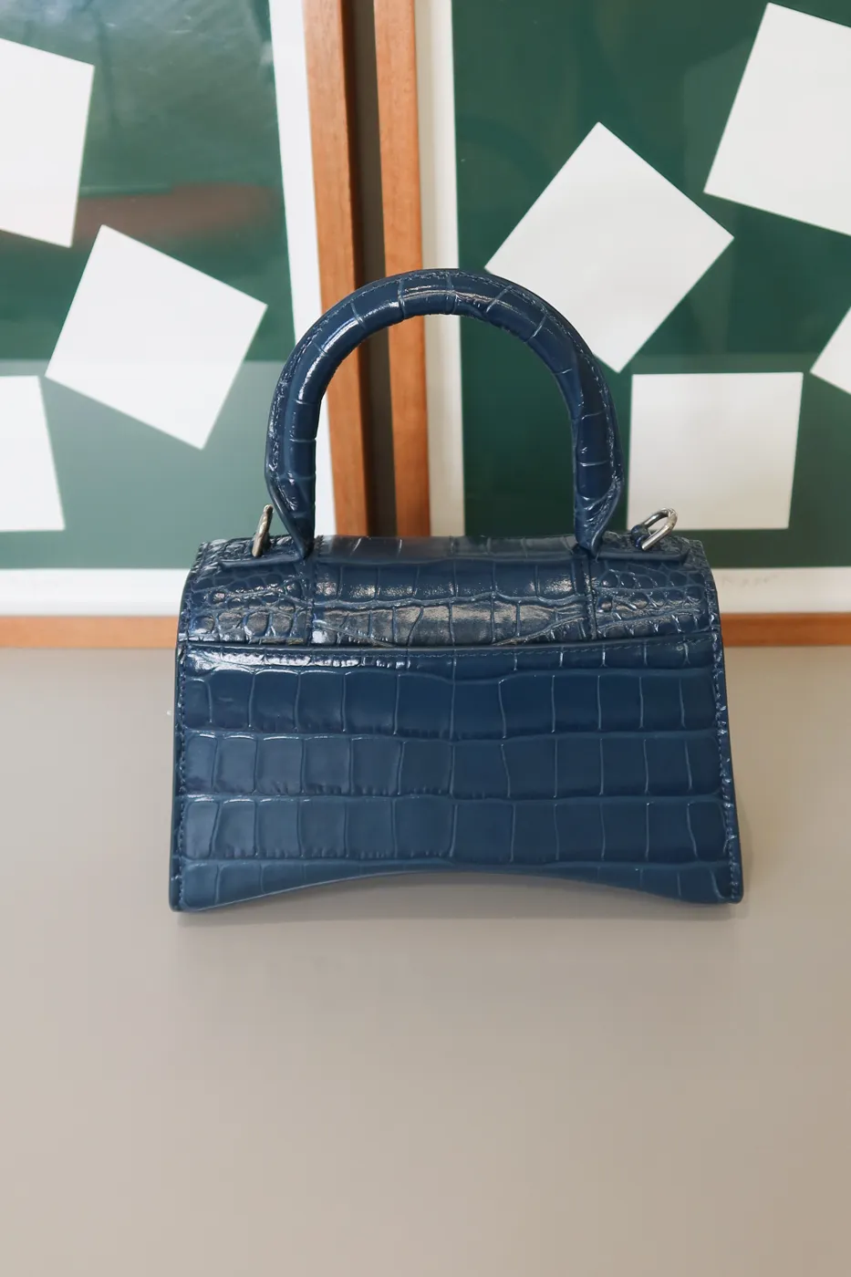 Bolsa Balenciaga Hourglass Croco Azul - 3