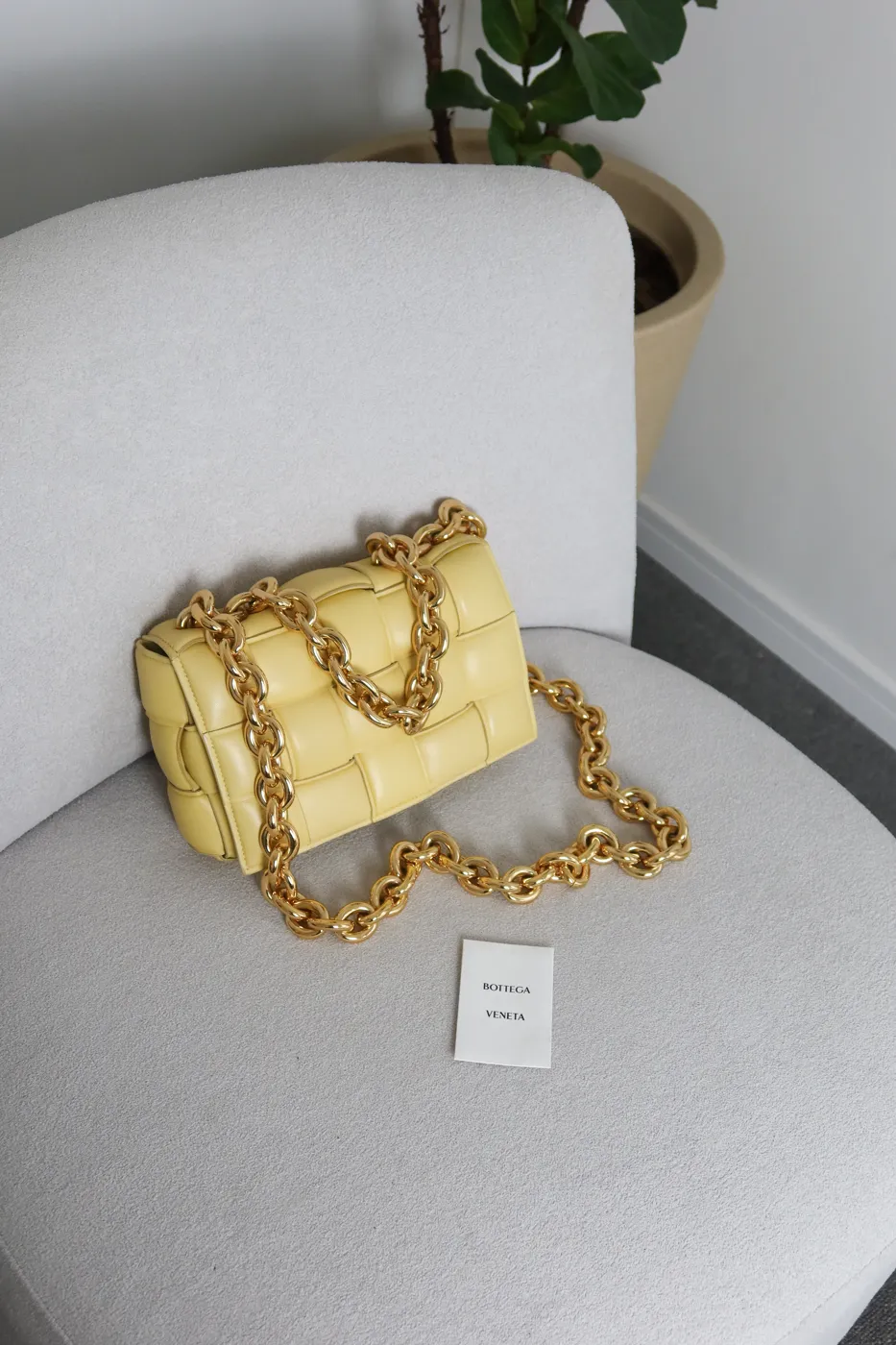 Bolsa Bottega Padded Cassette Chain Amarela - 3