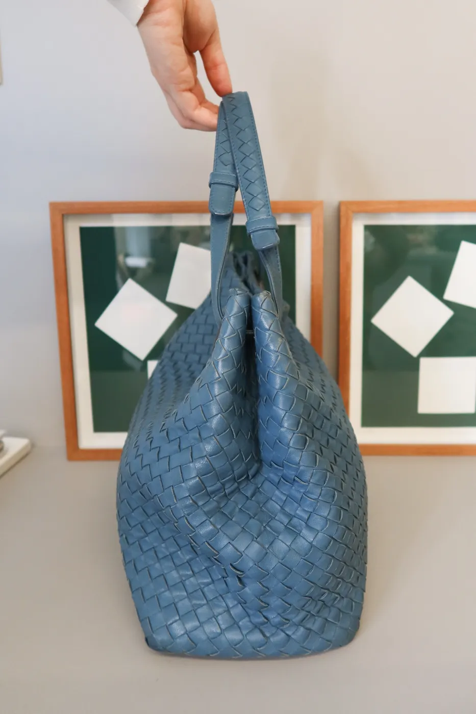 Bolsa Bottega Veneta Intrecciato Nappa Garda Azul - 7