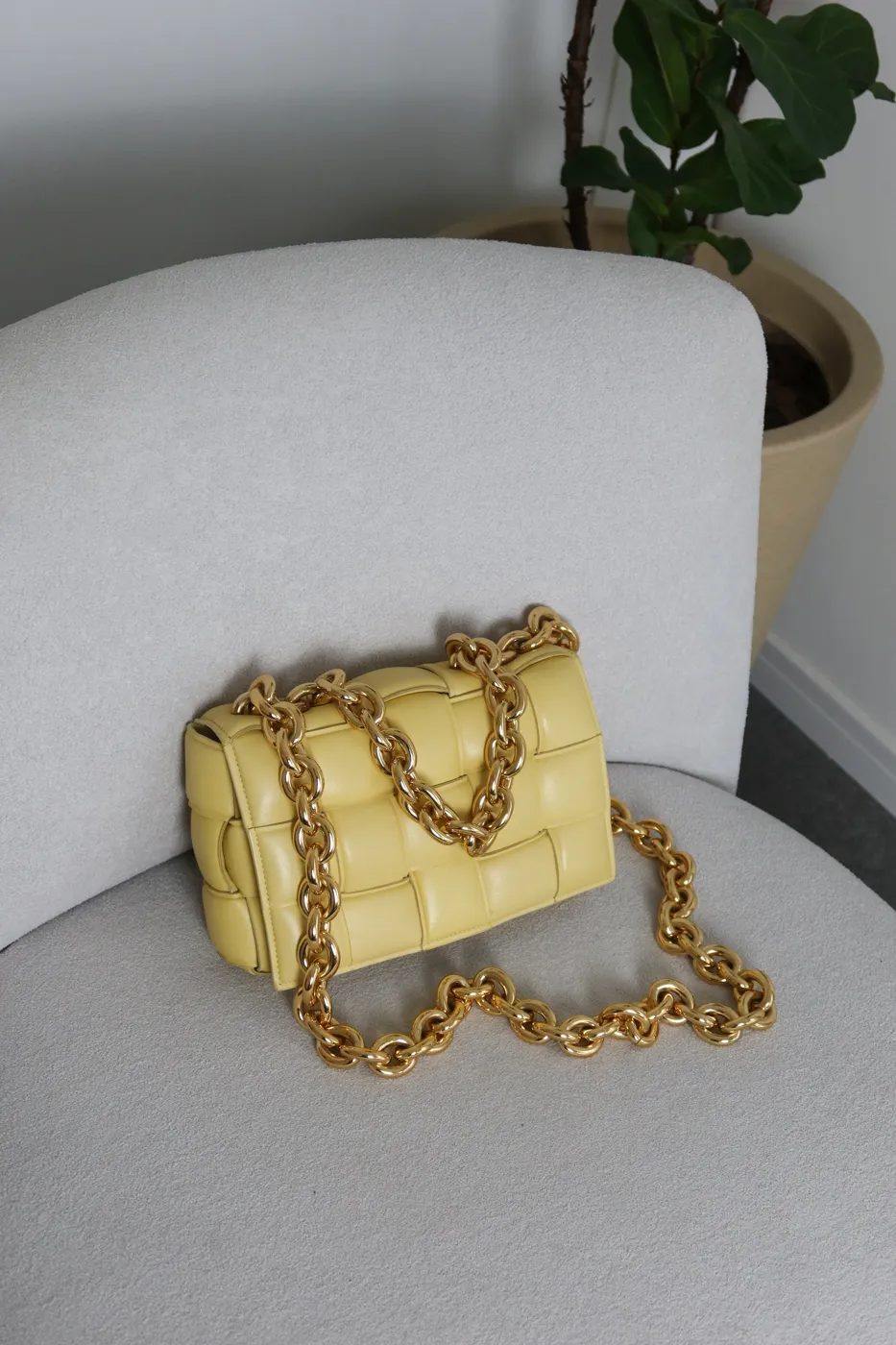 Bolsa Bottega Padded Cassette Chain Amarela - 2