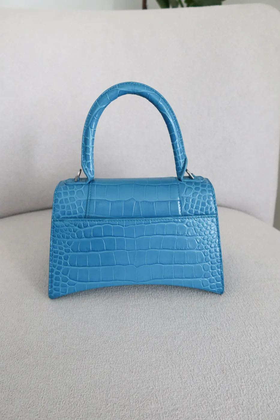 Bolsa Balenciaga Hourglass Croco Azul - 4