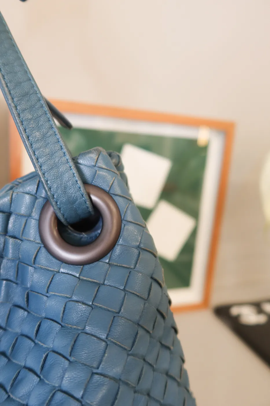Bolsa Bottega Veneta Intrecciato Nappa Garda Azul - 6
