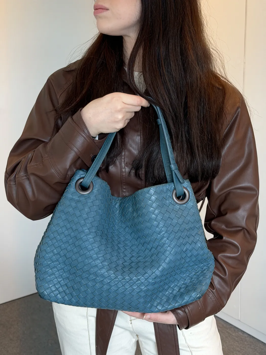Bolsa Bottega Veneta Intrecciato Nappa Garda Azul - 2