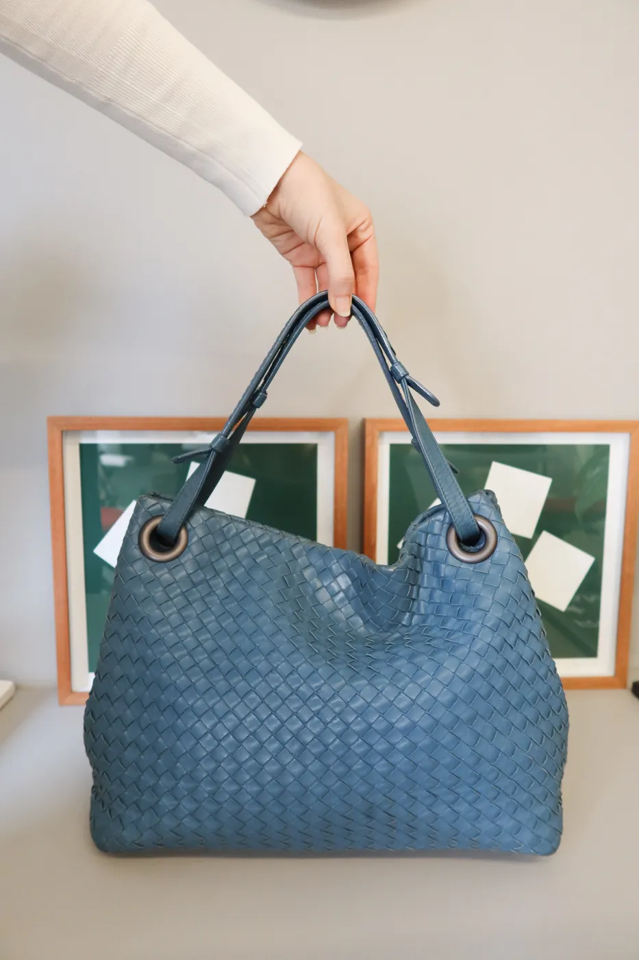 Bolsa Bottega Veneta Intrecciato Nappa Garda Azul - 4