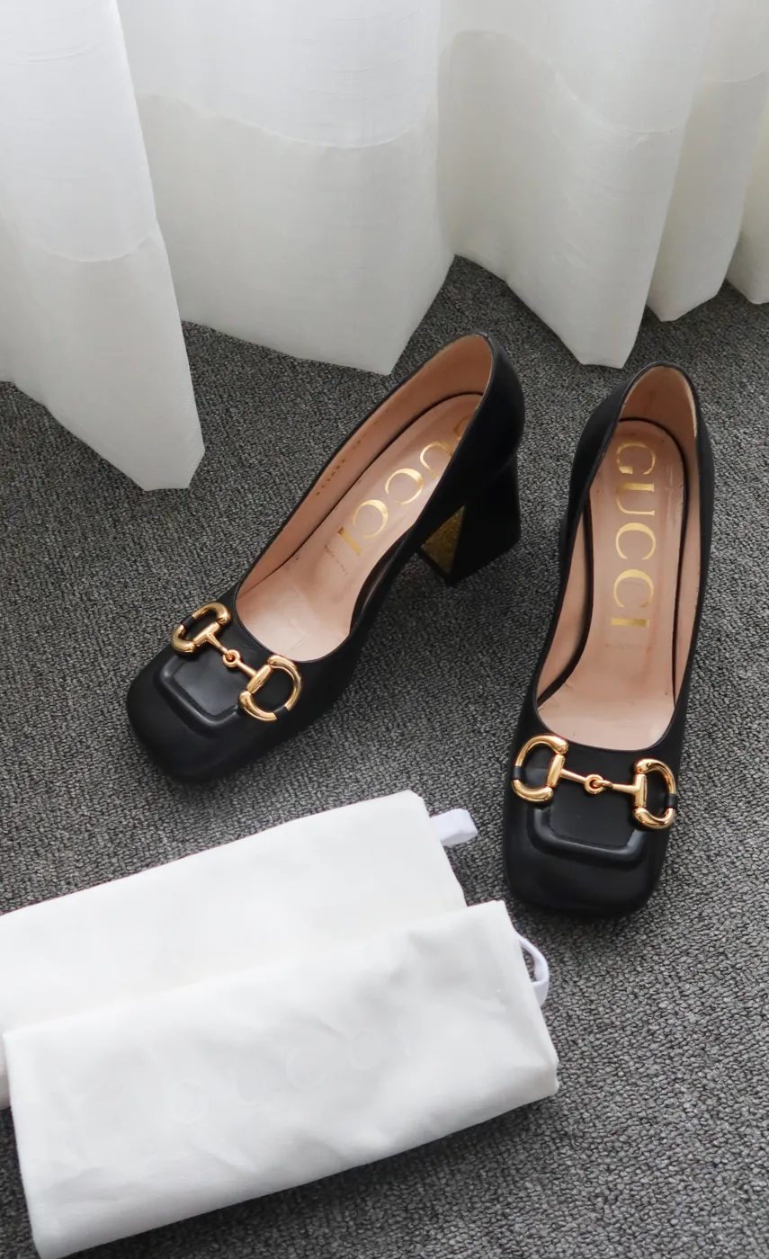 Salto Gucci Horsebit preto 36,5 - 2