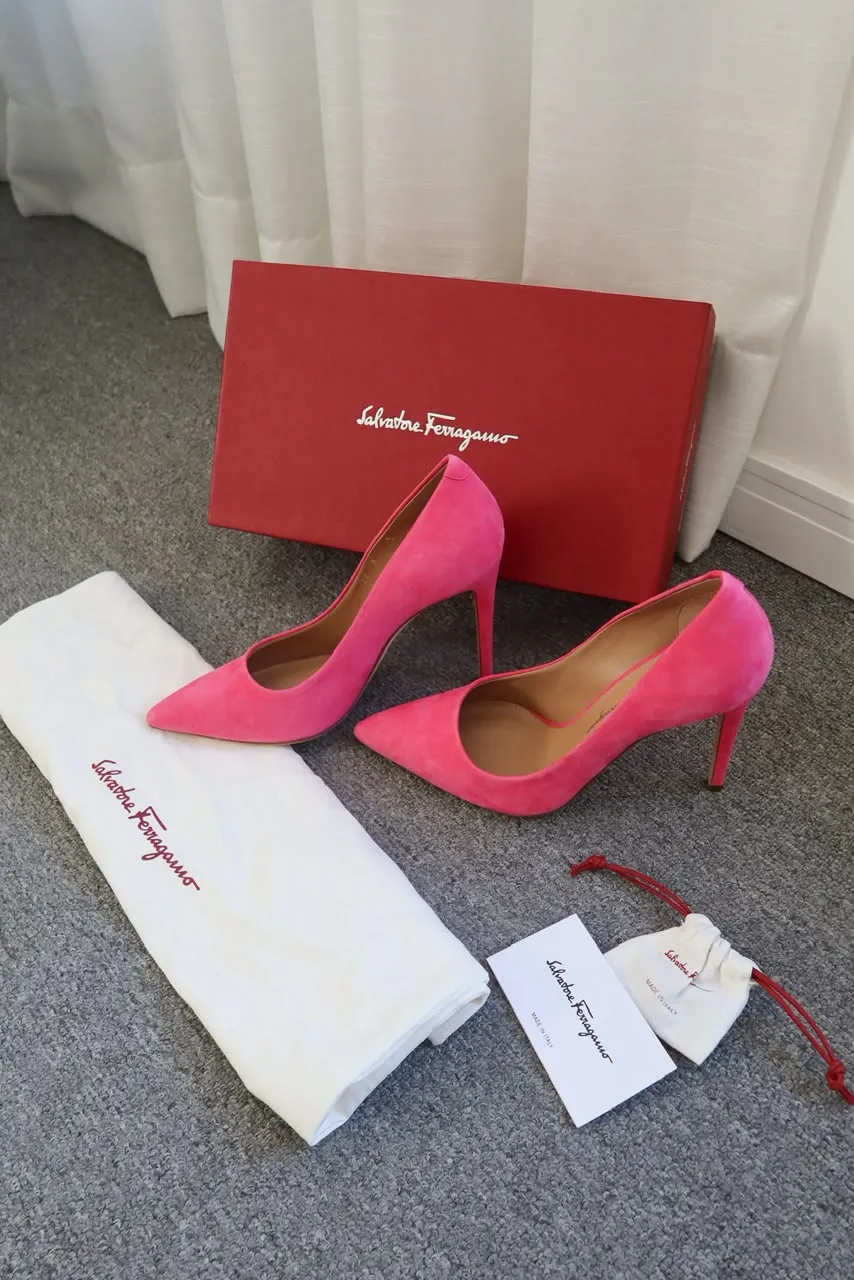 Salto Ferragamo Suede Pumps Rosa 36 - 4