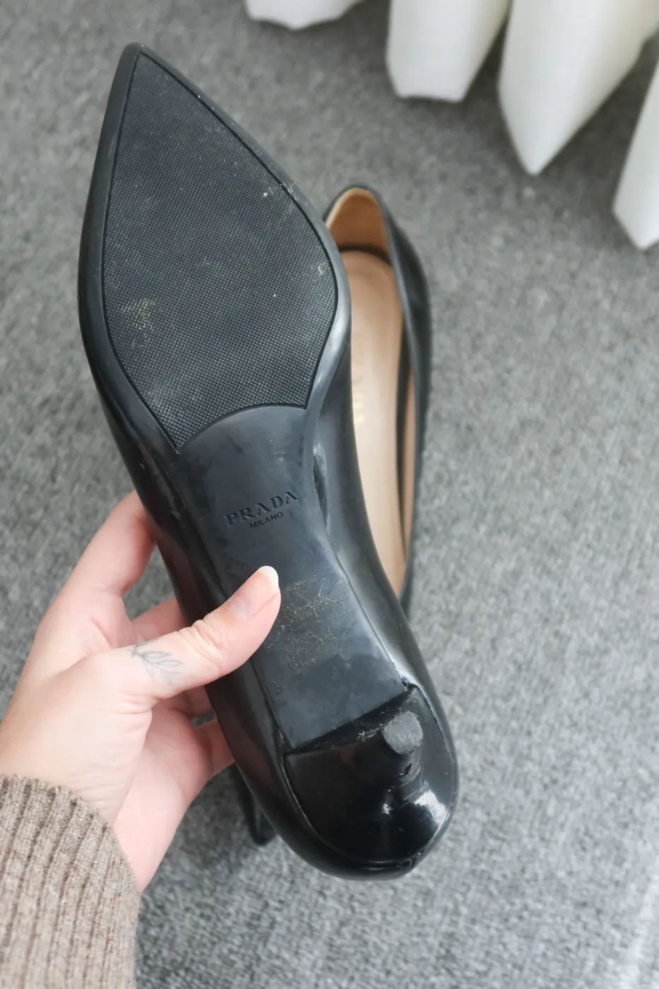 Salto Scarpin Prada Verniz Preto 36,5 - 6