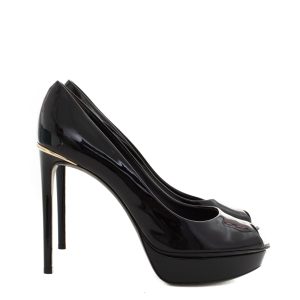 Peep Toe Louis Vuitton Verniz Preto