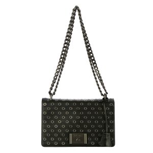 Bolsa Prada Couro Preto e Metal Grafite