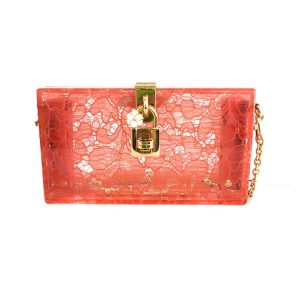 Clutch Dolce  Gabbana Acrilico Desenhado Renda Laranja