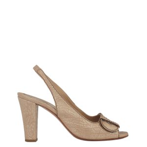Peep Toe Chloé Slingback Dourado Tam 39
