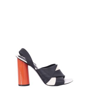 Sandália Proenza Branco e Preto salto vermelho tam 39