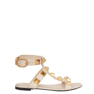 Sandália Valentino Flat Roman Stud Branca TAM 34 BR