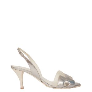 Sandália Hermès Oásis Slingback Prateada Tam 355 Br