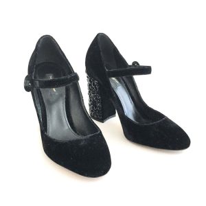 Sapato Dolce  Gabbana Camurça Preto e Salto de Pedrarias Tam 395