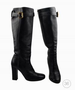 Bota Chloe cano longo em couro preto