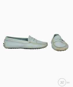 Mocassim Tod's Couro Azul Bebê