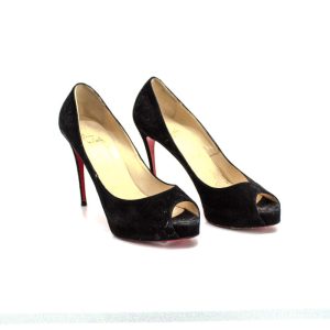 Sapato Peep Toe Camurça Preto Tam 395