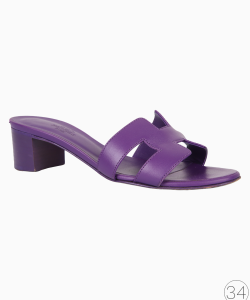 Sandália Hermès Oasis Couro Roxa