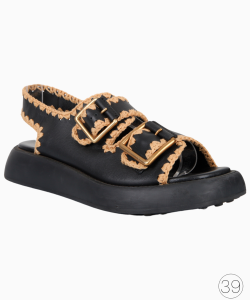 Sandália TOD'S  Papete Couro Crochet Preta