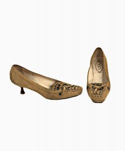 Sapatos Tod's Nude Suede Salto Midi