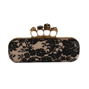 Clutch A. Mc Queen Renda Preto e Creme